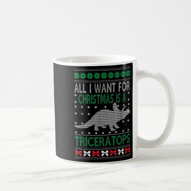 Triceratops Dinosaur Ugly Christmas Design Style F Kaffemugg (Höger)