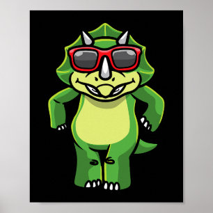 Triceratops dinosaur with sunglasses Dino Poster