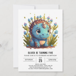 Triceratops Editable Dinosaur Boy Birthday Inbjudningar