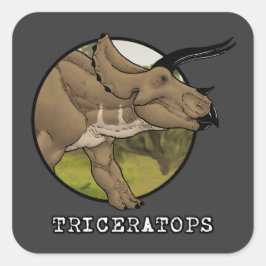 Triceratops Fyrkantigt Klistermärke