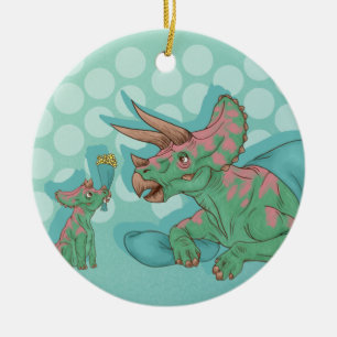 Triceratops Ge Flowers Julgransprydnad Keramik
