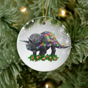 Triceratops Gift for Dinosaurs Älskare Prehistoris Julgransprydnad Keramik