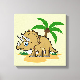 Triceratops i ett tropiskt klimat. canvastryck