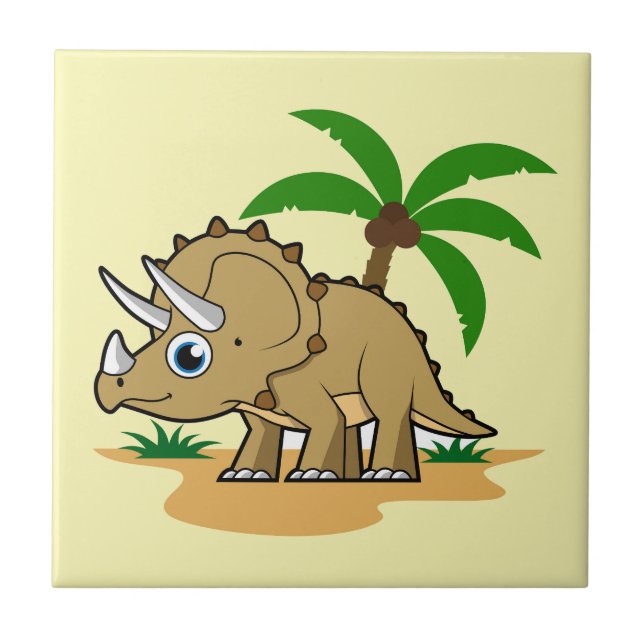 Triceratops i ett tropiskt klimat. kakelplatta (Framsidan)