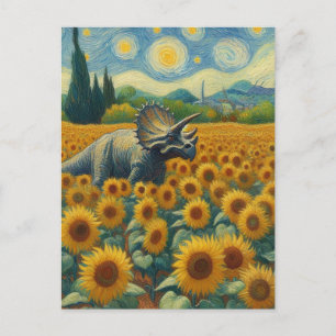 Triceratops in Sunsun Fält Van Gogh Vykort