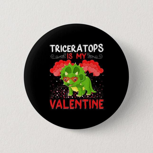 Triceratops Is My Valentine Funny Triceratops Vale Knapp (Framsida)