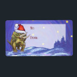 Triceratops jul fraktsedel<br><div class="desc">Juldesignen i Parad från djurparken i Festive Triceratops ger vår roligt illustration av en triceratops som bär en röd julhatt och som står i ett snölandskap mot en blå stjärnnatt. Vår ursprungliga dinosaurikonst målades av vår begåvade barnillustrator Traci Van Wagoner. På många av våra helgdag och tillbehör till roligten hittar...</div>