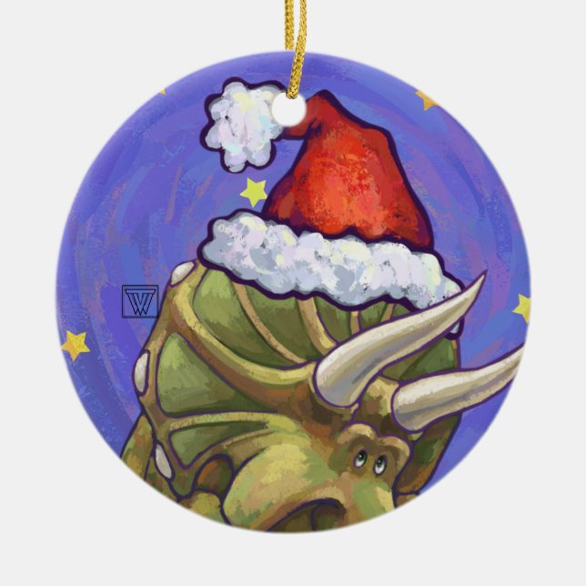 Triceratops jul julgransprydnad keramik (Framsidan)