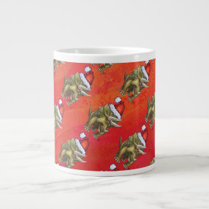 Triceratops jul på Red Jumbo Mugg