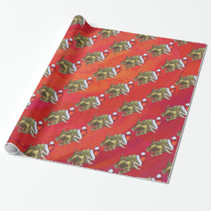 Triceratops jul på Red Presentpapper