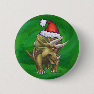 Triceratops julgrönt knapp