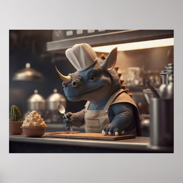 Triceratops kort beställer mat poster (Framsidan)