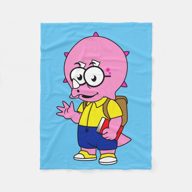 Triceratops med ryggsäck och textbook. fleecefilt (Framsidan)