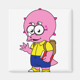 Triceratops med ryggsäck och textbook. magnet