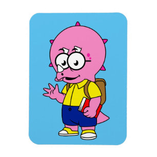 Triceratops med ryggsäck och textbook. magnet