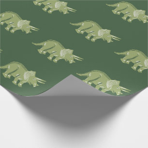 Triceratops Mönster Mörk grönt Wrapping Papprar Presentpapper