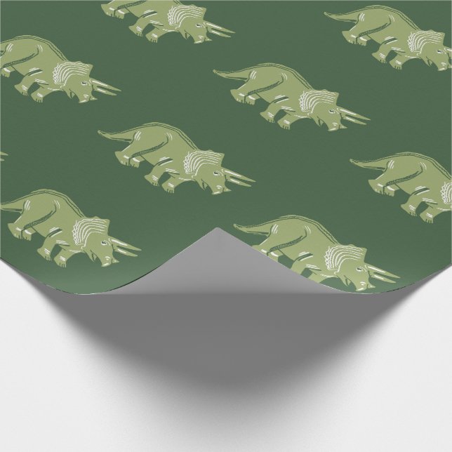 Triceratops Mönster Mörk grönt Wrapping Papprare Presentpapper (Hörn)