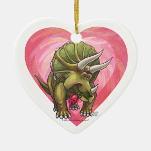Triceratops på Alla hjärtans dag i Kärlek Julgransprydnad Keramik