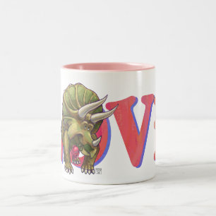Triceratops på Alla hjärtans dag i Kärlek Två-Tonad Mugg