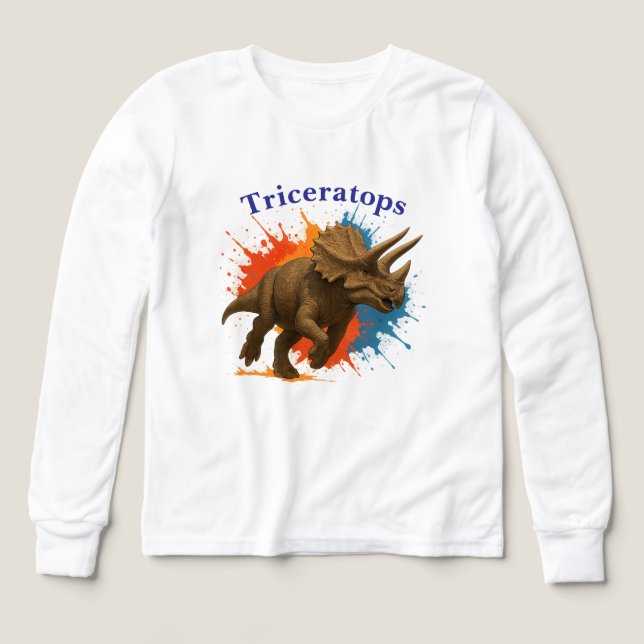 Triceratops Power – Bunter Dino für Kids T Shirt (Design framsida)