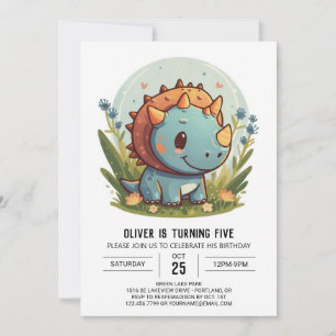 Triceratops Printable Dinosaur Boy Birthday Inbjudningar