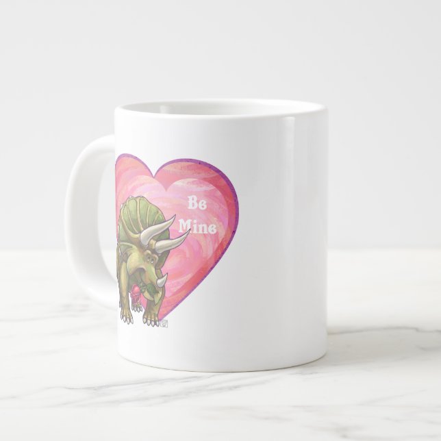 Triceratops Röd ros Heart Jumbo Mugg (Framsida vänster)