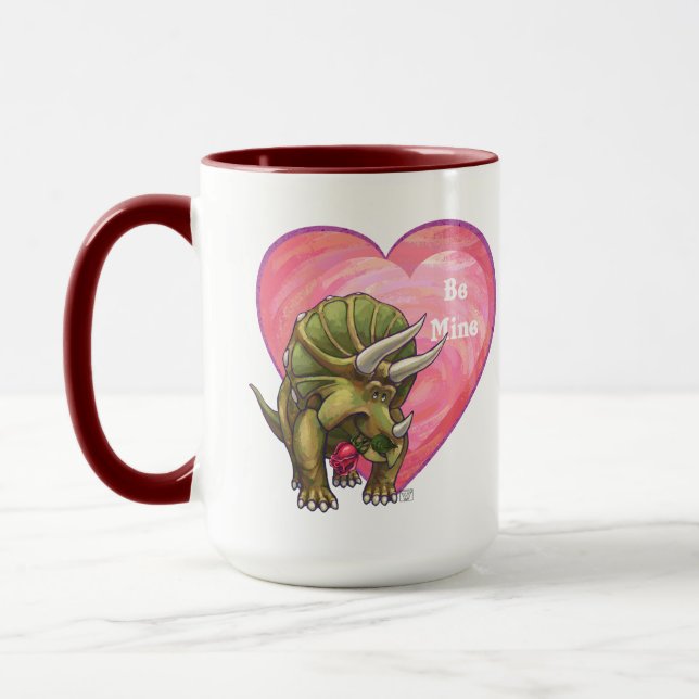 Triceratops Röd ros Heart Mugg (Vänster)