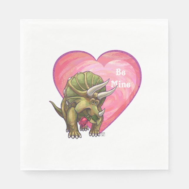 Triceratops Röd ros Heart Pappersservett (Framsidan)