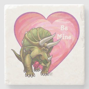 Triceratops Röd ros Heart Stenunderlägg