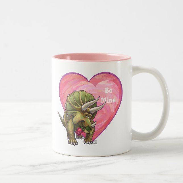 Triceratops Röd ros Heart Två-Tonad Mugg (Höger)