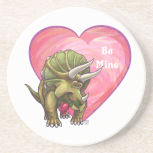 Triceratops Röd ros Heart Underlägg Sandsten
