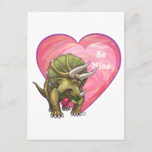 Triceratops Röd ros Heart Vykort