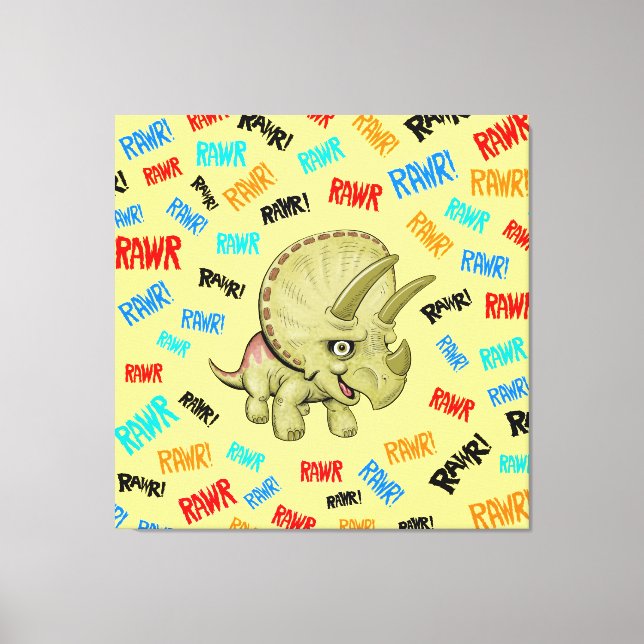 Triceratops säger "Rawr"! Akrylutskrift Canvastryck (Framsida)