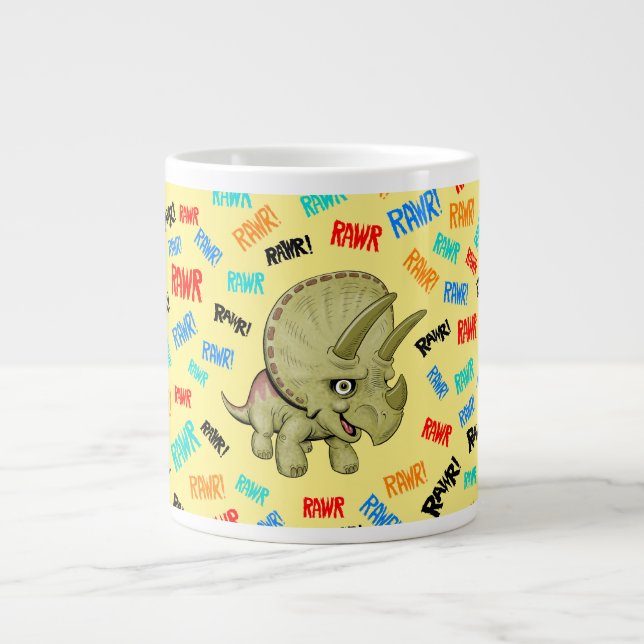 Triceratops säger "Rawr"! Jumbo Mugg (Framsidan)