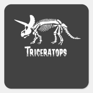 Triceratops Skeleton Dinosaur Fossil Fyrkantigt Klistermärke