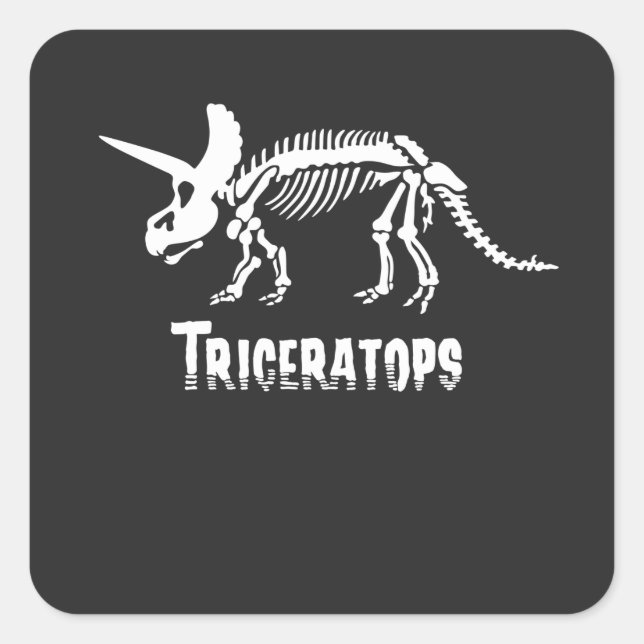 Triceratops Skeleton Dinosaur Fossil Fyrkantigt Klistermärke (Framsida)