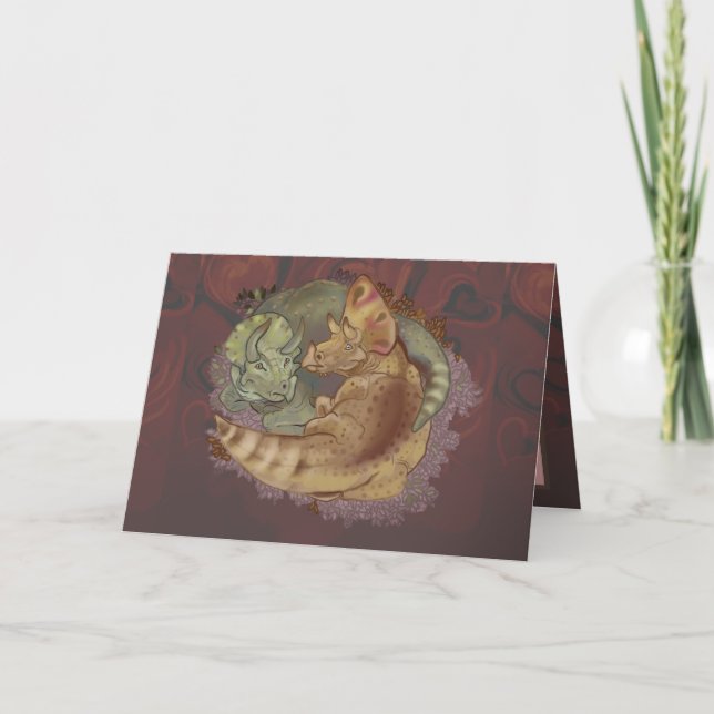 Triceratops Snuggles Valentine Card Kort (Framsida)