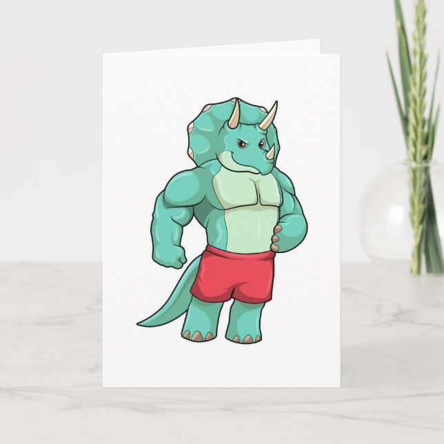 Triceratops som kroppsbyggare på Bodybuilding Kort (Framsida)
