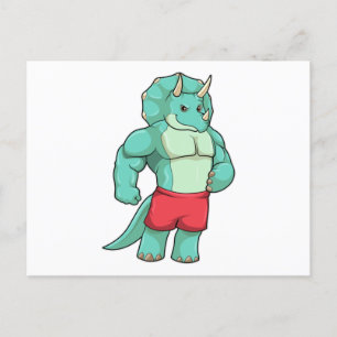 Triceratops som kroppsbyggare på Bodybuilding Vykort