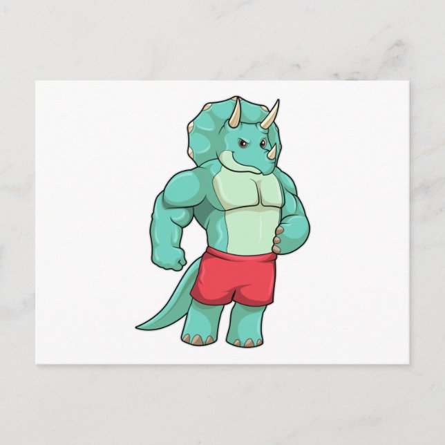 Triceratops som kroppsbyggare på Kroppsbyggning Vykort (Framsida)