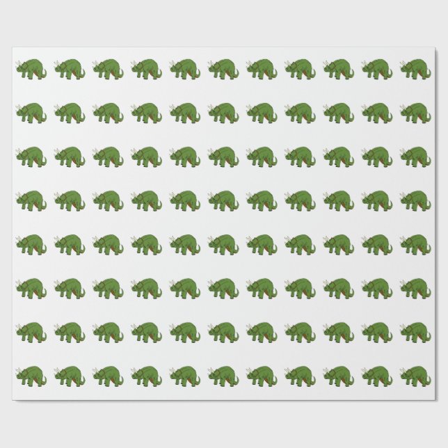 Triceratops som slår in papper presentpapper (Platt)