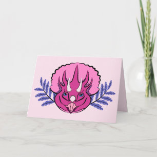 Triceratops Söt Rosa Dinosaur Girl Birthday Kort