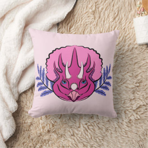 Triceratops Söt Rosa Dinosaur Kudde