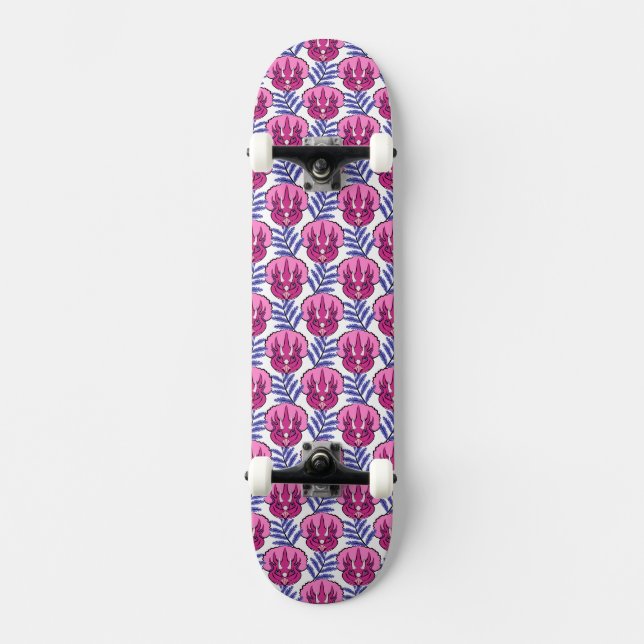 Triceratops Söt Rosa Dinosaur Mini Skateboard Bräda 18,5 Cm (Framsida)
