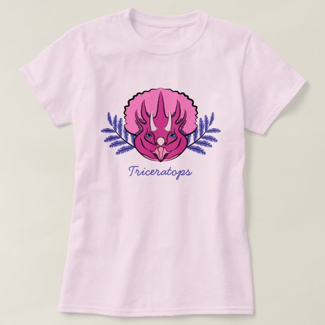Triceratops Söt Rosa Dinosaur T-shirt (Design framsida)