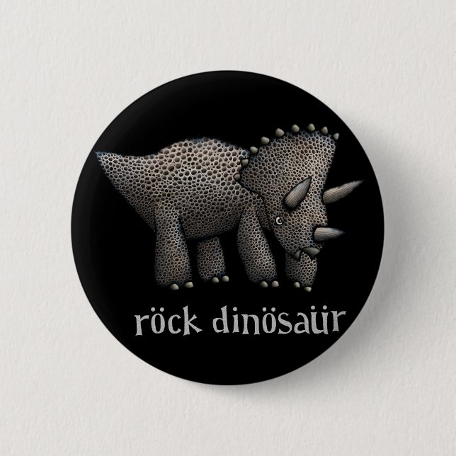 Triceratops Sten Dinosaur Badge Knapp (Framsida)