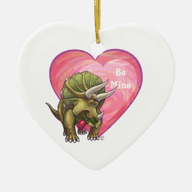Triceratops Valentine Day Julgransprydnad Keramik (Framsidan)