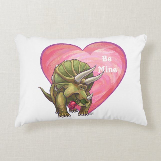 Triceratops Valentine Day Prydnadskudde (Framsidan)