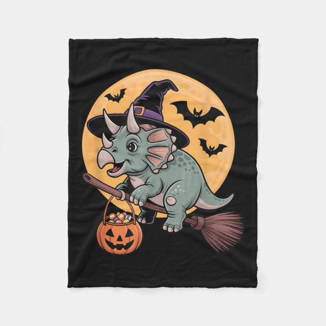 Triceratops Witch Hat Pumpkin Halloween Costume Me Fleecefilt (Framsidan)