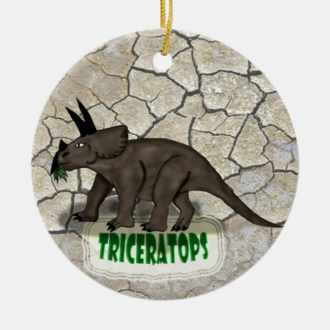 TriceratopsDinosaur Julgransprydnad Keramik (Framsidan)